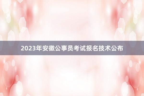 2023年安徽公事员考试报名技术公布